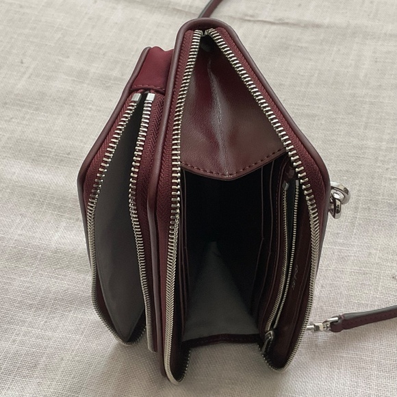 Michael Kors Burgundy Nylon & Leather Crossbody Shoulder Bag Clutch Wal… - Picture 9 of 16